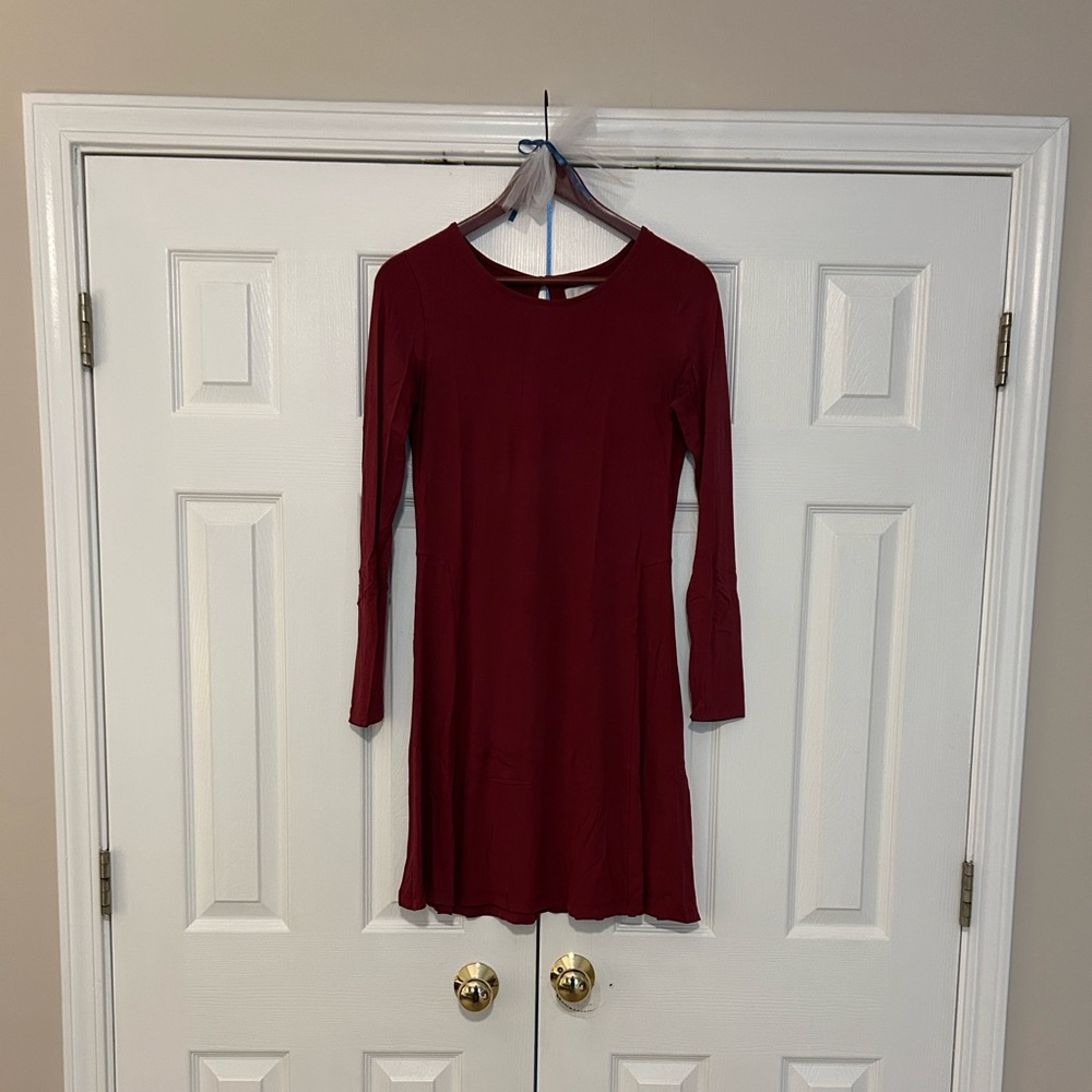 Charming Charlie Long Sleeve Burgundy Knit Dress